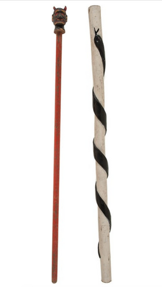 [Folk Art] Two Hand-Painted Decorated Canes