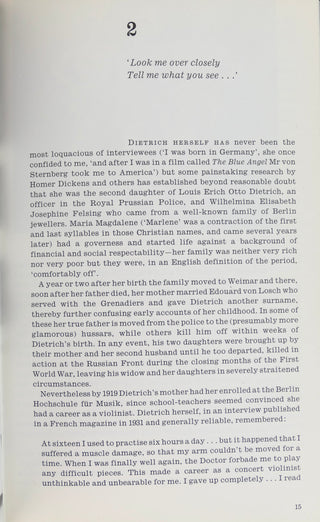 [Dietrich, Marlene (1901-1992)] Morley, Sheridan. (1941 - 2007) "Marlene Dietrich" - SIGNED