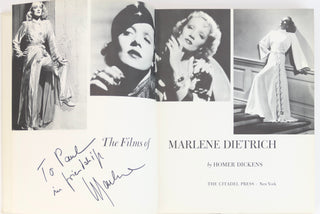 Dietrich, Marlene (1901-1992)[Dickens, Homer.] "The Films of Marlene Dietrich" - SIGNED