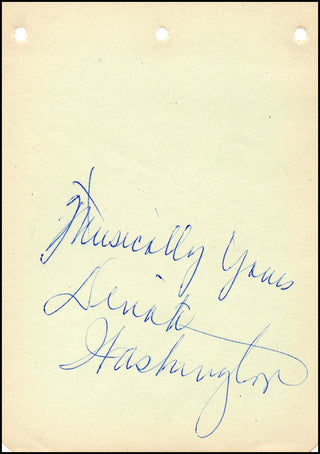 Washington, Dinah. (1924–1963) Autograph Signature