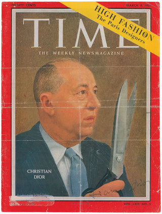 Dior, Christian. (1905 - 1957) Signed Portrait with giant scissors