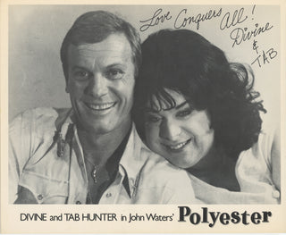 Divine [Milstead, Harris Glenn].  (1945–1988) & Hunter, Tab. (1931–2018) Autograph Signatures and "Polyester" Promotional Photograph