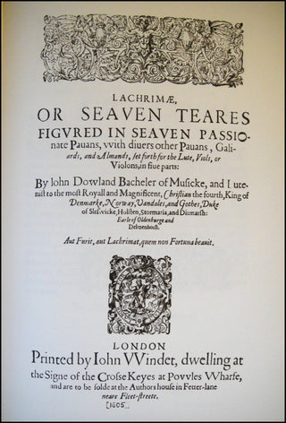 [Lute] Dowland, John. (1562-1626) Lachrimae. [Facsimile]