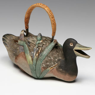 [Japan] 18th Century Japanese Duck-Form Terracotta Teapot