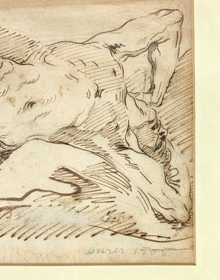 Dürer, Albrecht. (1471–1528) [Style of] Male Nude, original drawing ca. 16th century