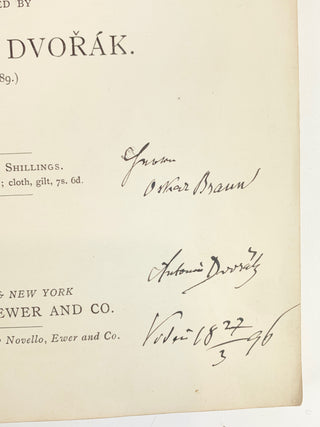 Dvorák, Antonín Leopold . (1841 - 1904) Requiem Mass for Soli, Chorus, and Orchestra... (Op. 89) - SIGNED SCORE