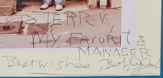 Dylan, Bob. (b. 1941) Enormous Signed Photograph to his Manager