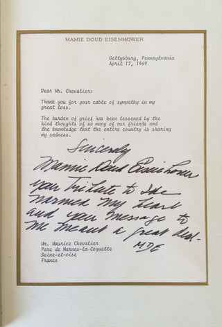 Eisenhower, Dwight D. (1890-1969) [Eisenhower, Mamie. (1896-1979)]  [Chevalier, Maurice. (1888-1972)] In Review: Pictures I've Kept - WITH LETTER FROM MAMIE EISENHOWER TO MAURICE CHEVALIER