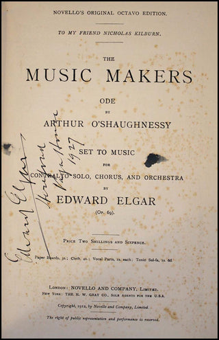 Elgar, Edward. (1857 - 1934) "The Music Makers" - SIGNED
