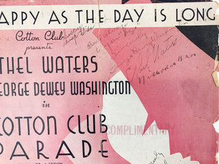 Ellington, Duke. (1899-1974) & Arlen, Harold. (1905–1986) & Waters, Ethel. (1896 - 1977) & Bates, Clayton "Peg Leg". (1907–1998) "Happy as the Day is Long" -  Signed by Arlen, Ellington, Waters, Nicholas Bros, and Bates