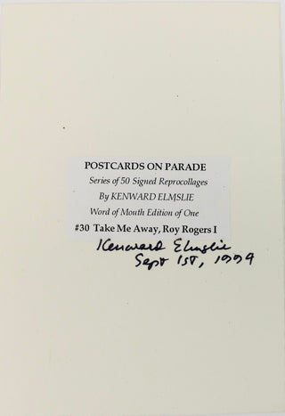 Elmslie, Kenward. (1929-2022) [Bidart, Frank. (b. 1939)] "Postcards on Parade" - Inscribed to Frank Bidart & With Original Artwork