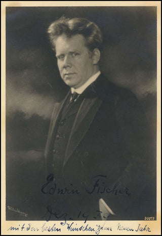 Fischer, Edwin. (1886-1960) Signed Photograph sending New Year's Greetings
