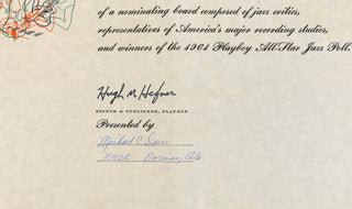 Fitzgerald, Ella. (1917–1996) 1962 PLAYBOY All-Star Jazz Poll Certificate