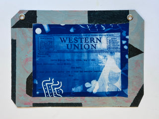 Koestenbaum, Wayne (b. 1958) Flo Ziegfeld Western Union Cyanotype Assemblage, 2025