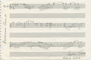 Foss, Lukas. (1922–2009) "Renaissance Concerto" - Autograph musical quotation signed