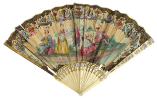 [Music Iconography] 18th Century French Painted Fan with Musical Scenes