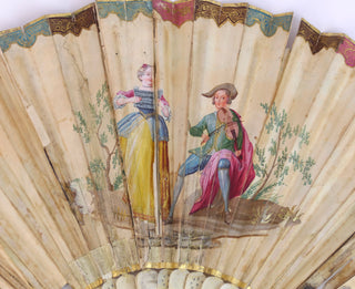 [Music Iconography] 18th Century French Painted Fan with Musical Scenes