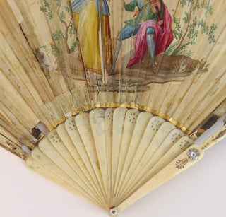 [Music Iconography] 18th Century French Painted Fan with Musical Scenes