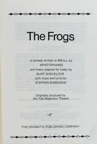Sondheim, Stephen. (1930-2021) & Shevelove, Burt. (1915-1982) "The Frogs" - SIGNED SCRIPT