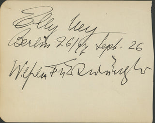 Furtwängler, Wilhelm. (1886–1954) & Ney, Elly. (1882–1968) & Bauer, Emilie Frances. (1865–1926) Autograph Signatures