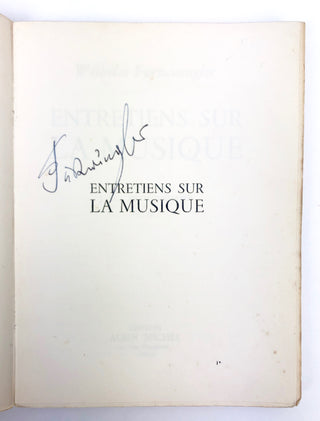 Furtwängler, Wilhelm. (1886-1954) [translation by J.G. Prod'Homme] "Entretiens Sur La Musique" -  SIGNED