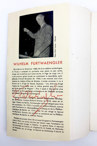 Furtwängler, Wilhelm. (1886-1954) [translation by J.G. Prod'Homme] "Entretiens Sur La Musique" -  SIGNED