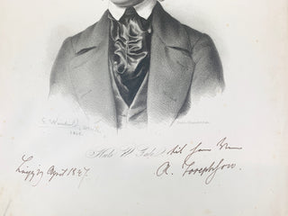 Gade, Niels. (1817-1890) Inscribed Portrait Engraving and Signed Diploma