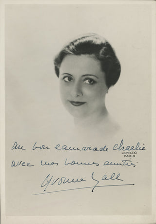 Gall, Yvonne. (1885–1972) Signed Lipnitzki Photograph Inscribed to Charles Drumheller