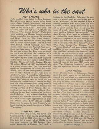 Garland, Judy. (1922–1969) Signed 1951 Palace Theatre Program