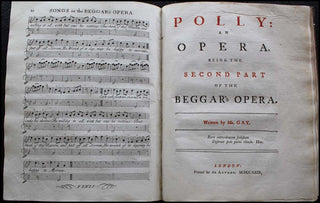 [English Music] Gay, John. (1685-1732) The Beggar's Opera As it is Acted at the Theatre-Royal... [Bound with]: John Gay. Polly: An Opera Being the Second Part of The Beggar's Opera.