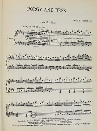 Gershwin, George. (1898–1937) Porgy and Bess - FIRST EDITION SCORE