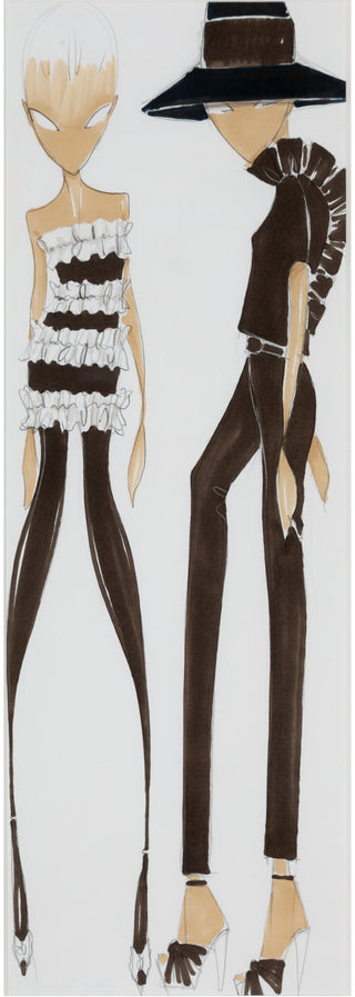 Valli, Giambattista. (b. 1966) 2 sketches for Autumn-Winter 2007-2008 ready-to-wear line.