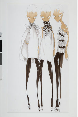 Valli, Giambattista. (b. 1966) 2 sketches for Autumn-Winter 2007-2008 ready-to-wear line.