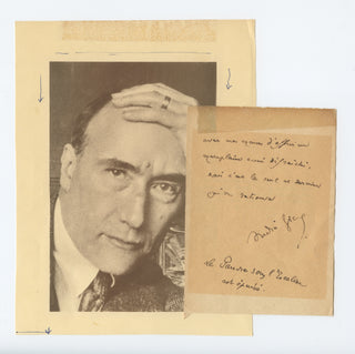 Gide, André. (1869–1951) [Diamond, David. (1915–2005)] Autograph Signature and Dedication  to David Diamond