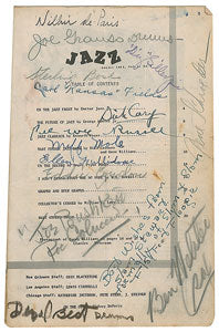 [Jazz]  Gillespie, Dizzy. (1917-1993) & Ben Webster, Benny Carter, Eddie Condon, Pee Wee Russell, Wilbur de Paris, Joe Bushkin, Gene Schroeder, Kansas Fields, Joe Grauso, Sterling Bose, Miff Mole, Josh White, Bobby Hackett, Hot Lips Page, Big Sid Catlett,