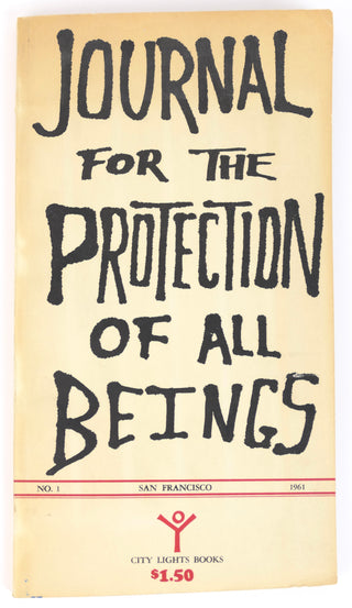 [Pacifism] Ginsberg Allen, Corso Gregory, Meltzer David, Snyder Gary, McClure Michael, Bysshe Shelley Percy, Merton Thomas, Burroughs William S.[Bidart, Frank. (b.1939)] "Journal for the Protection of All Beings No. 1"