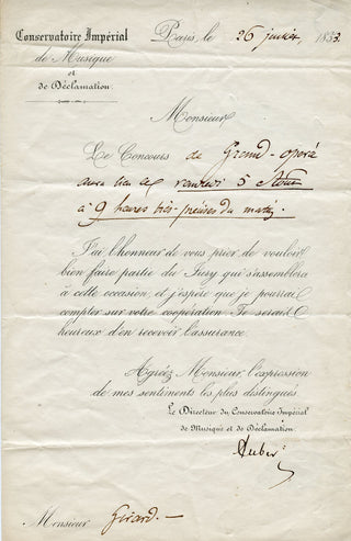 [French Composers and Musicians] [Narcisse GIRARD (1797-1860)] Auber, Boieldieu, Cherubini, Halévy, Isouard, Scribe, Thomas, etc. Important Collection of Letters to the Conductor/Composer Narcisse Girard