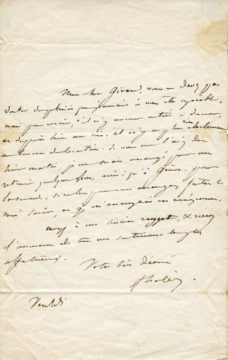 [French Composers and Musicians] [Narcisse GIRARD (1797-1860)] Auber, Boieldieu, Cherubini, Halévy, Isouard, Scribe, Thomas, etc. Important Collection of Letters to the Conductor/Composer Narcisse Girard