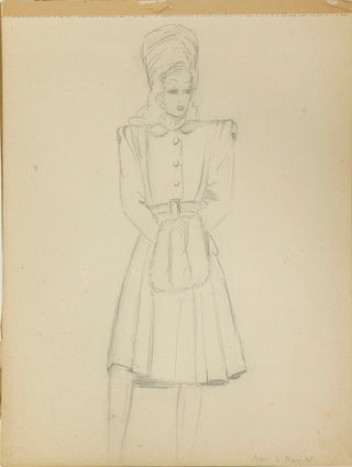 Givenchy, Hubert de. (1927–2018) Important Archive of early Drawings (Paris, Spring, 1945)