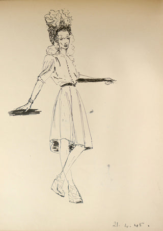 Givenchy, Hubert de. (1927–2018) Important Archive of early Drawings (Paris, Spring, 1945)