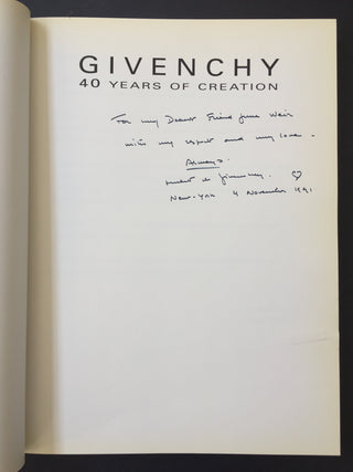 Givenchy, Hubert de. (1927–2018) Givenchy: 40 Years of Creation - SIGNED