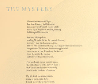 Glück, Louise. (1943-2023) [Bidart, Frank. (b. 1939)] The Mystery [from Vita Nova] [broadside] - INSCRIBED TO FRANK BIDART
