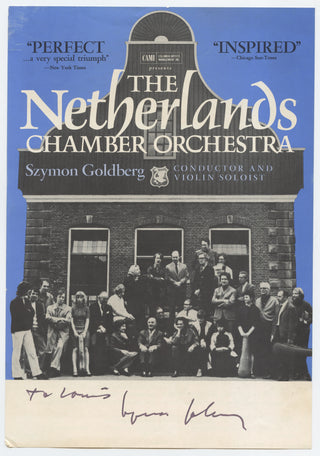 Goldberg, Szymon. (1909–1993) Signed Flyer for the Netherlands Chamber Orchestra