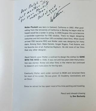 [Gone with the Wind ] Plunkett, Walter.(1902–1982) Gone With the Wind: Walter Plunkett Signed Limited Edition Portfolio
