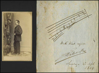 Gottschalk, Louis Moreau. (1829–1869) Autograph Musical Quotation and Original CDV Photograph