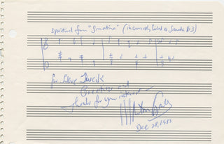 Gould, Morton. (1913–1996) "Sonatina" - Autograph musical quotation signed