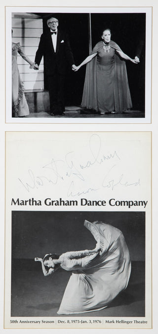 Copland, Aaron. (1900-1990) & Graham, Martha. (1894–1991) Signed Program & Photograph - FRAMED ENSEMBLE
