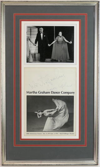 Copland, Aaron. (1900-1990) & Graham, Martha. (1894–1991) Signed Program & Photograph - FRAMED ENSEMBLE