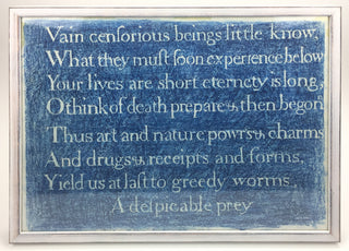 [Memento Mori] Two Rubbings of 18th Century New England Gravestones, ca. 1960. 26” x 35” (largest). Oil crayon on paper