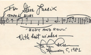 Green, Johnny. (1908–1989) "Body and Soul" - Autograph musical quotation signed